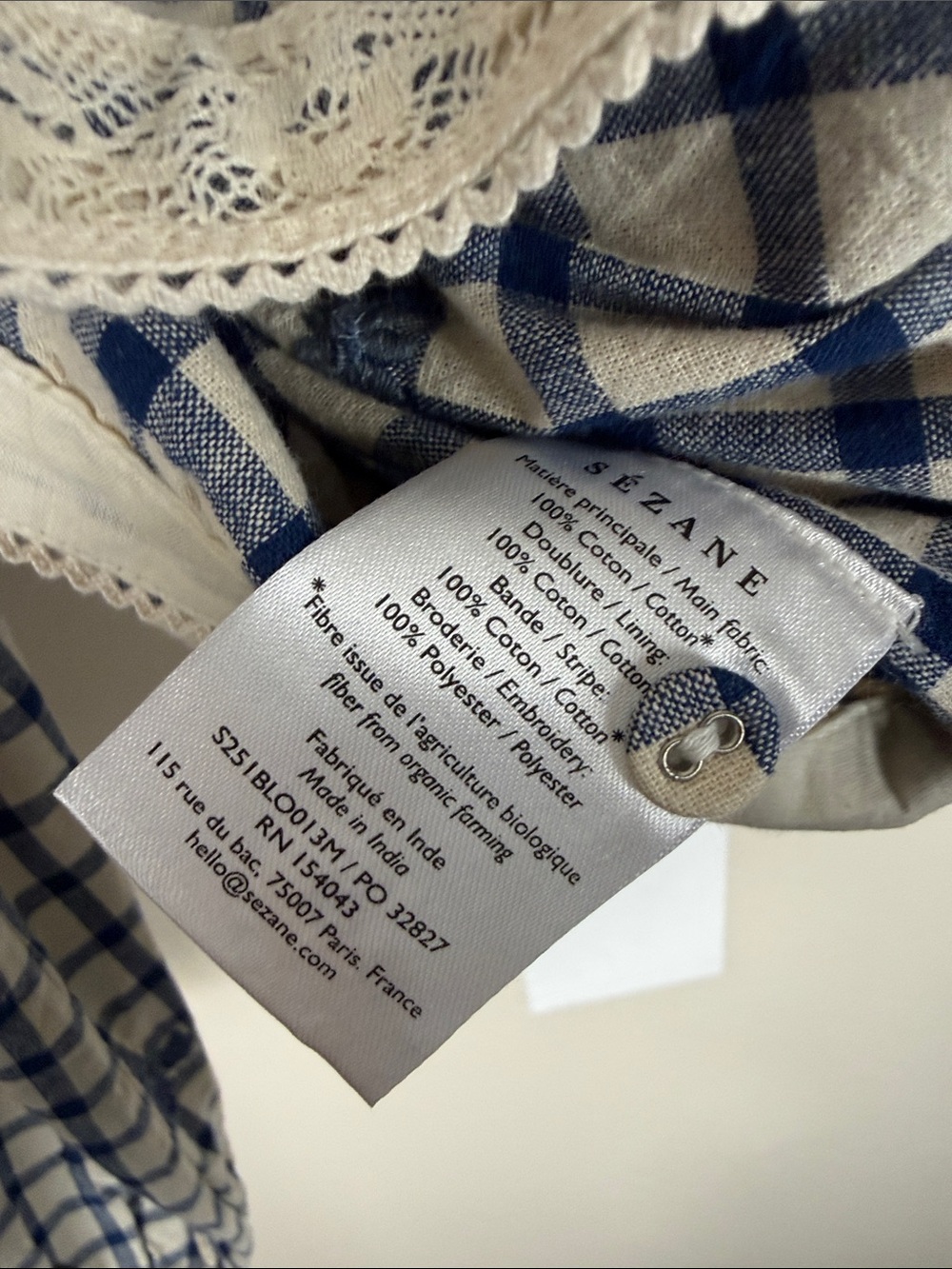Sezane Thalyna Blouse Blue Floral Embroidery - Picture 8 of 9